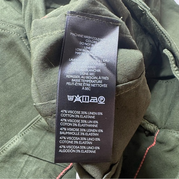 Anthropologie The Colette Linen Cropped Wide Leg Pants Maeve Edition Green 27 - Picture 7 of 9